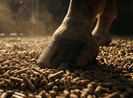 Loose animal bedding particles