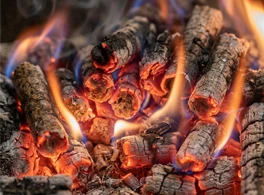 biomass pellets are burned in the fire
