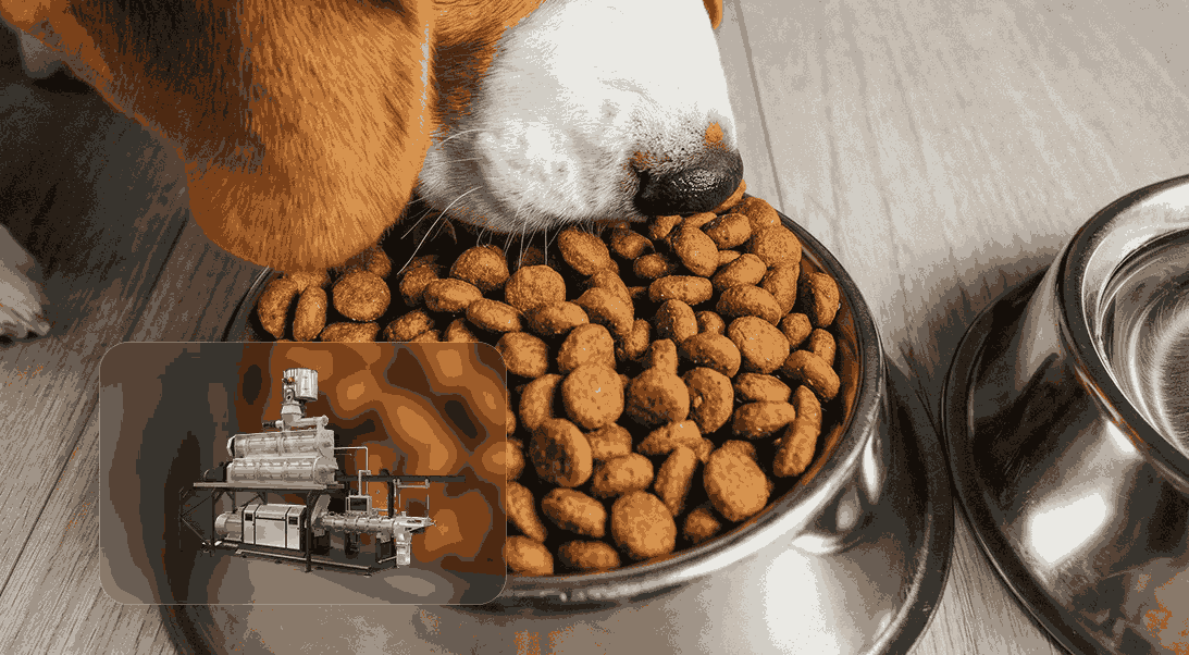 pet food production produced by extruder machines