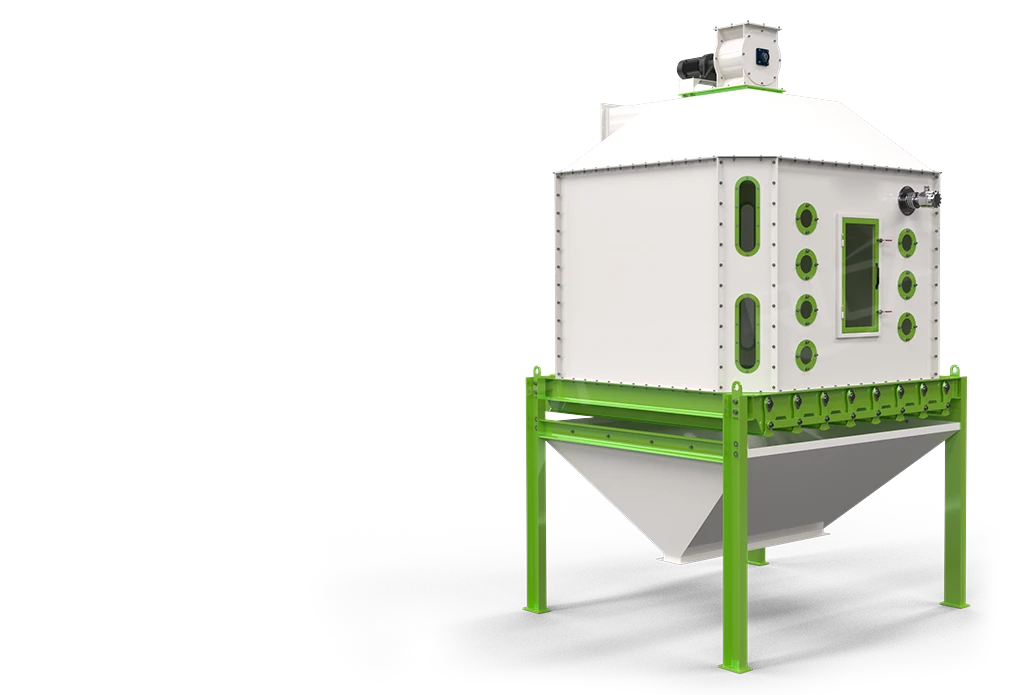 Counter-Flow Pellet Cooler in counter-flow web